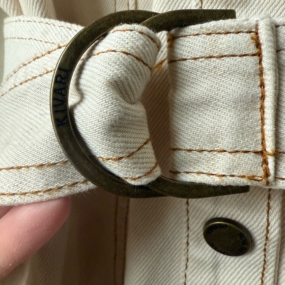 KIVARI Denim Utility Mini Dress Belted Cotton Snap Casual Chore Preppy 4 - Picture 4 of 9